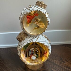 Roman Christmas Ornament Tower with Nativity Scene